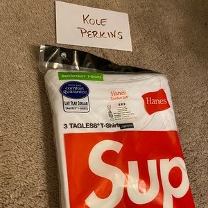 3 Pack Of Tagless Supreme shirts